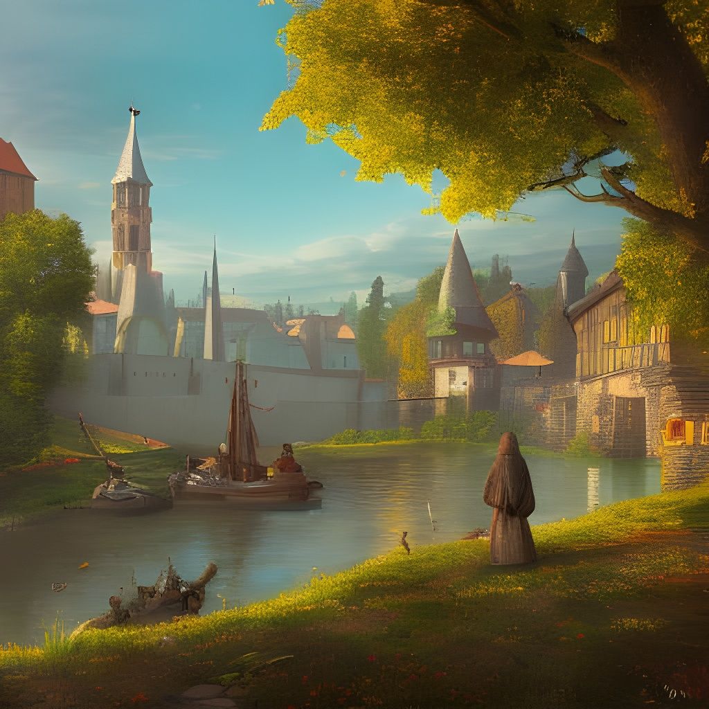 Hyperrealistic Slavic City on the River in Unreal Engine