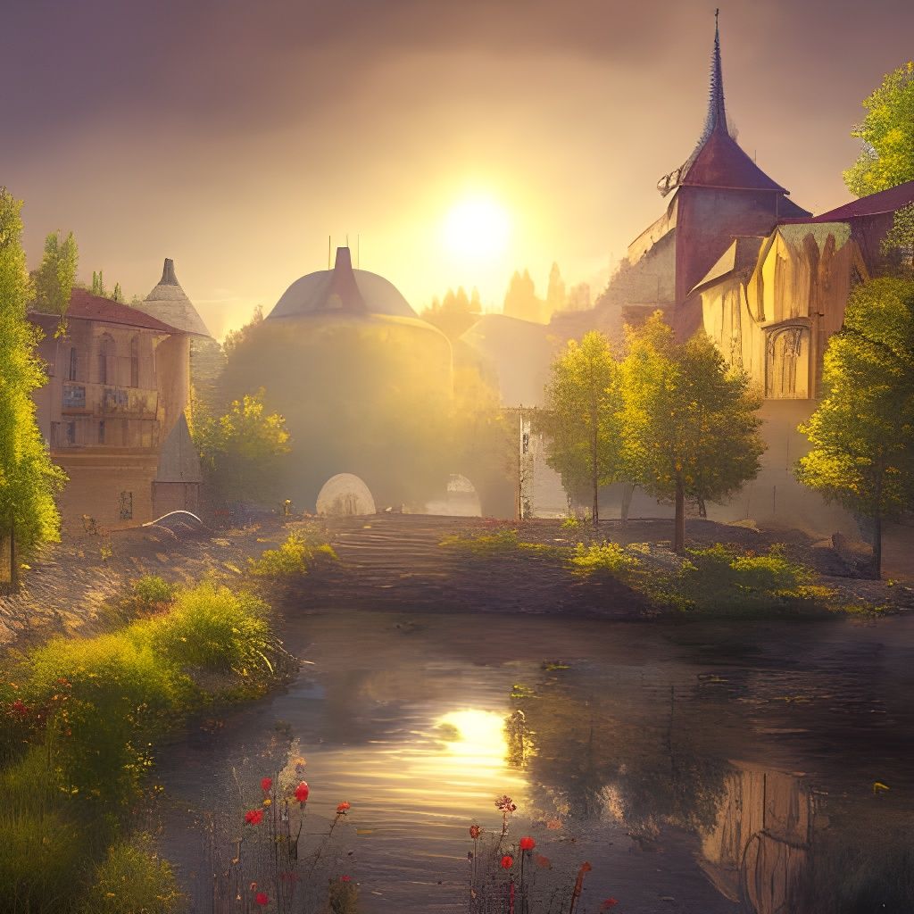 Slavic Medieval Cityscape in Hyperrealistic Digital Art