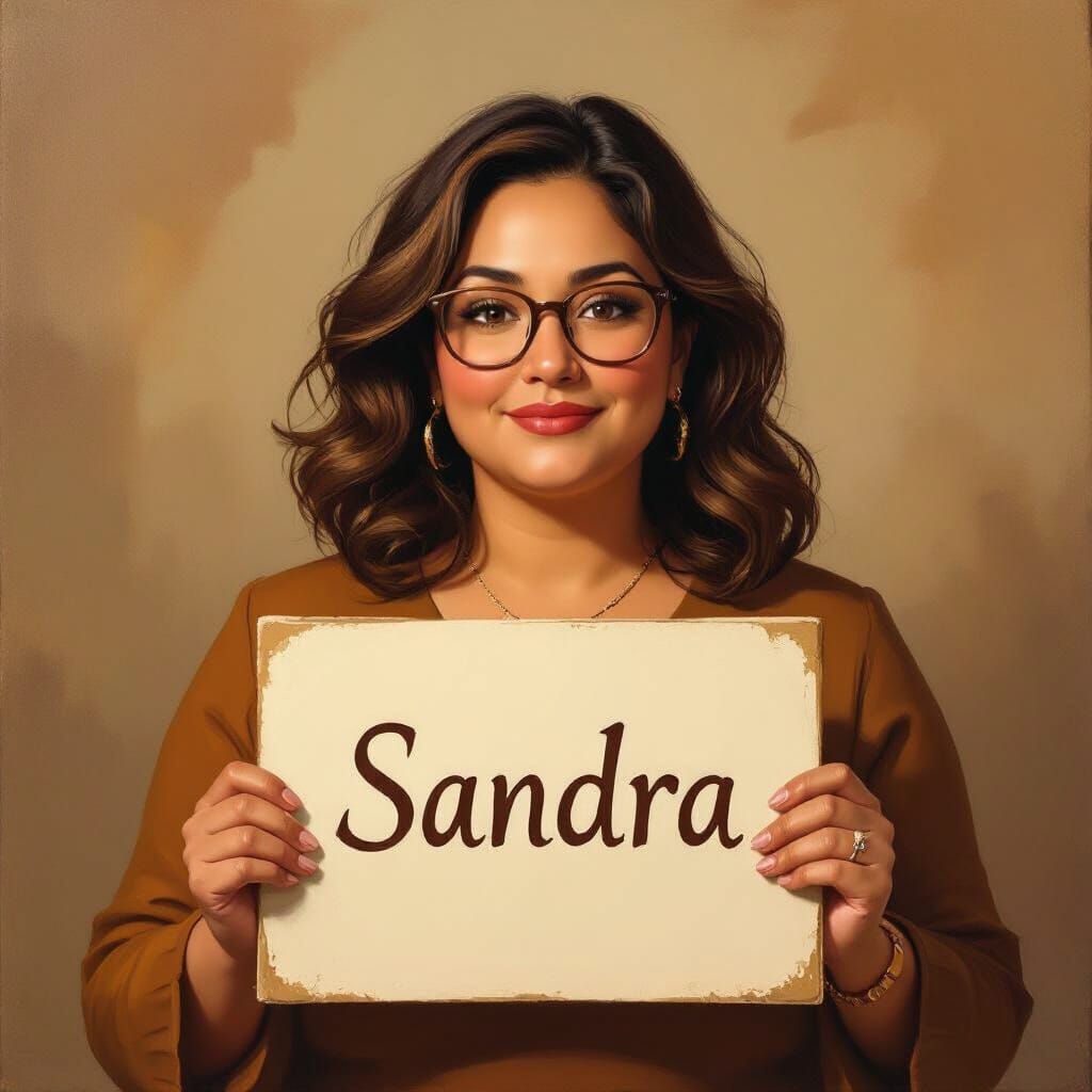 Portrait of a Kind Woman with Wavy Hair and Glasses