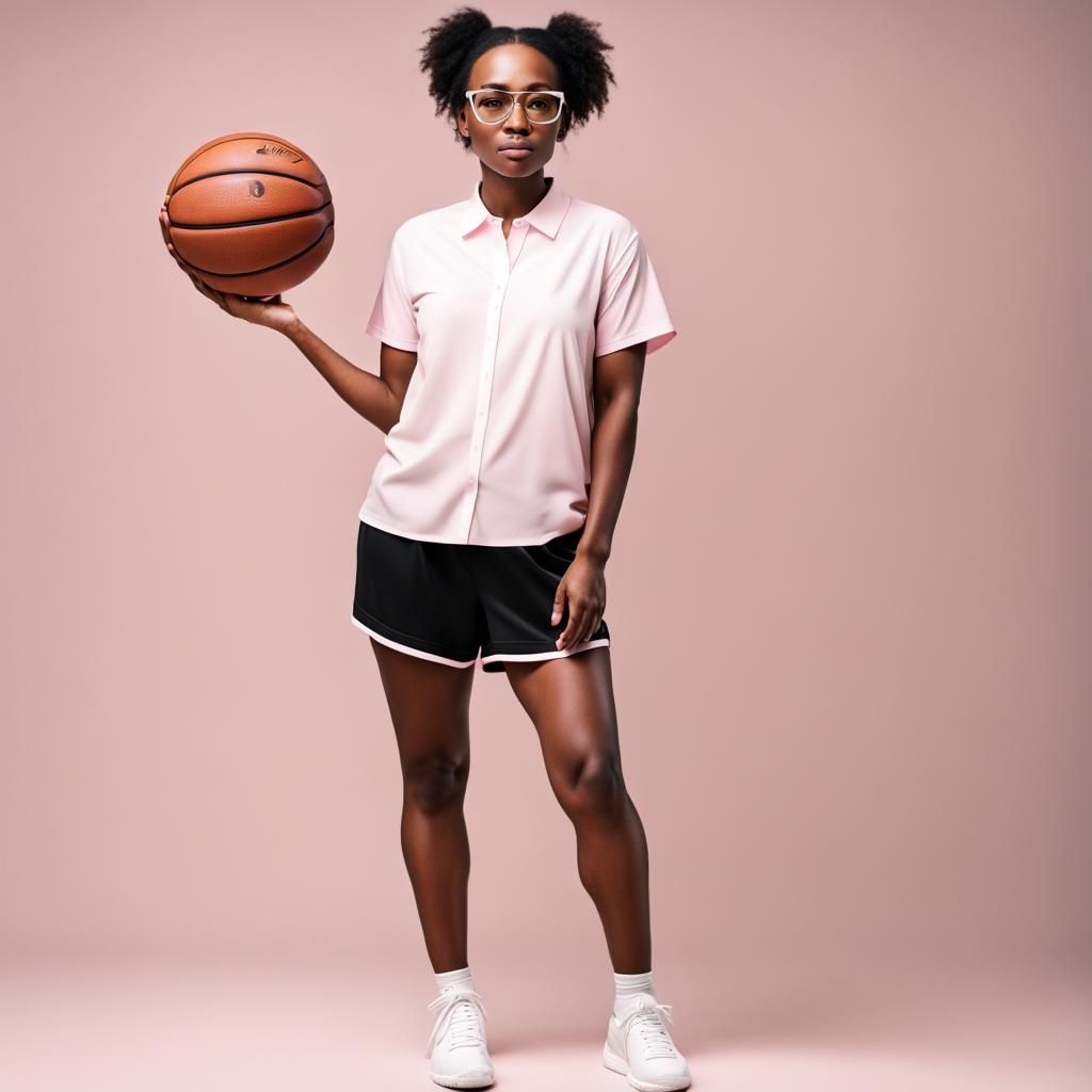 Woman in Pink Glasses and Basketball Shorts