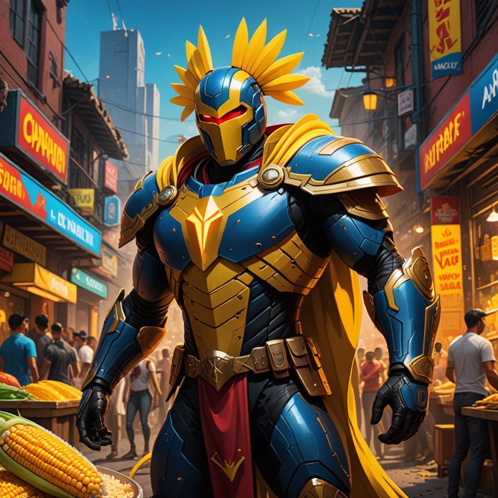 Heroic Latin American Superhero in Vibrant Concept Art