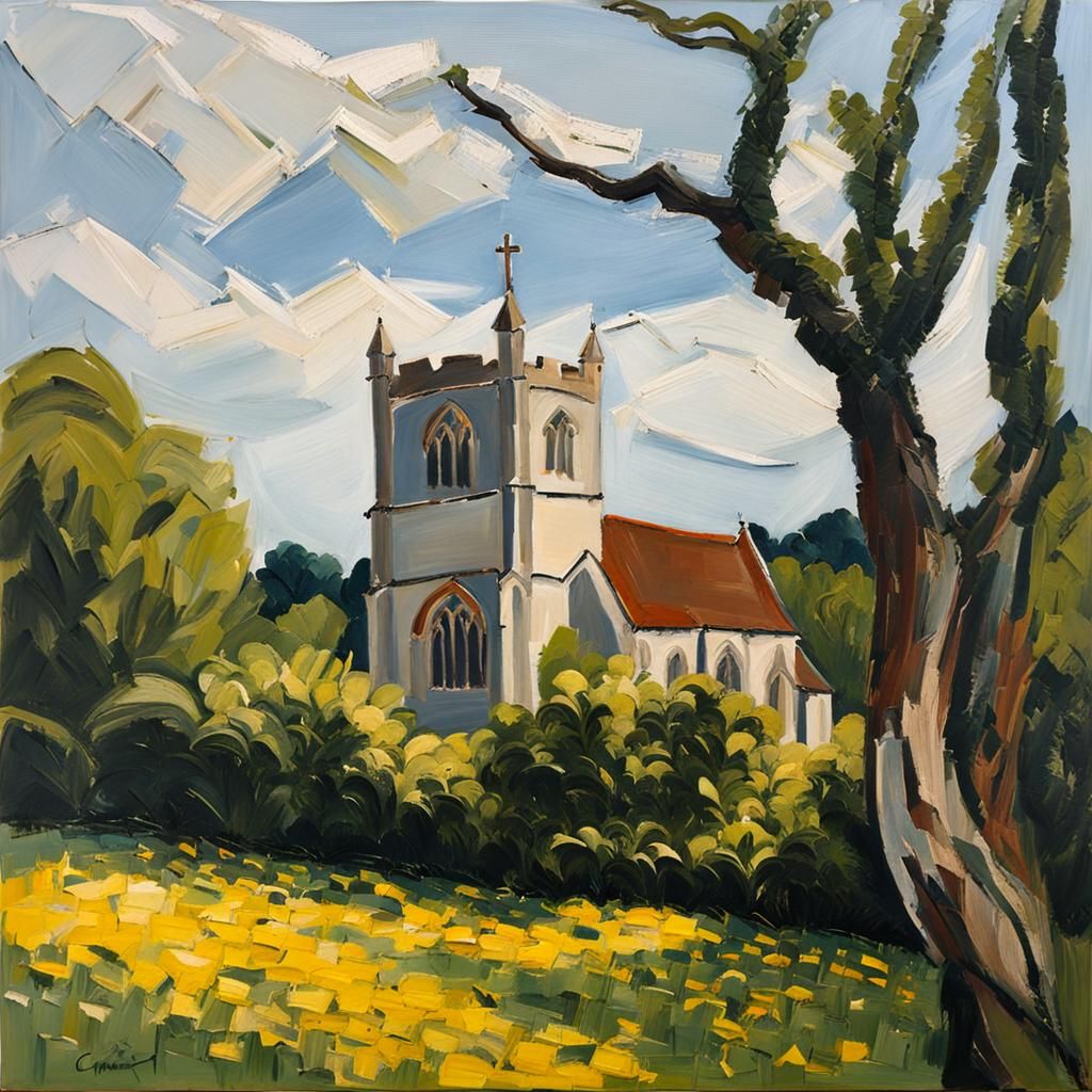 Rustic Church in Impasto Style