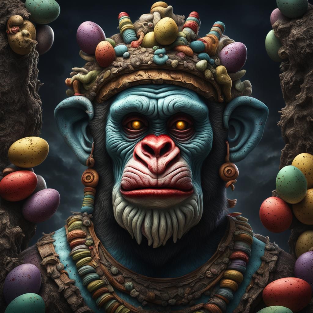 Zombie Monkey Clown Easter Island Sculpture