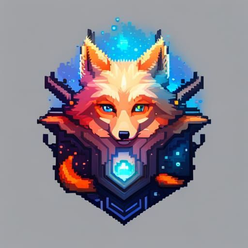 8-Bit Pixel Art: Cosmic Baby Fox