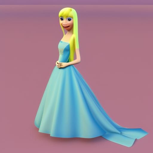 Girl in Prom Dress, 3D Digital Art