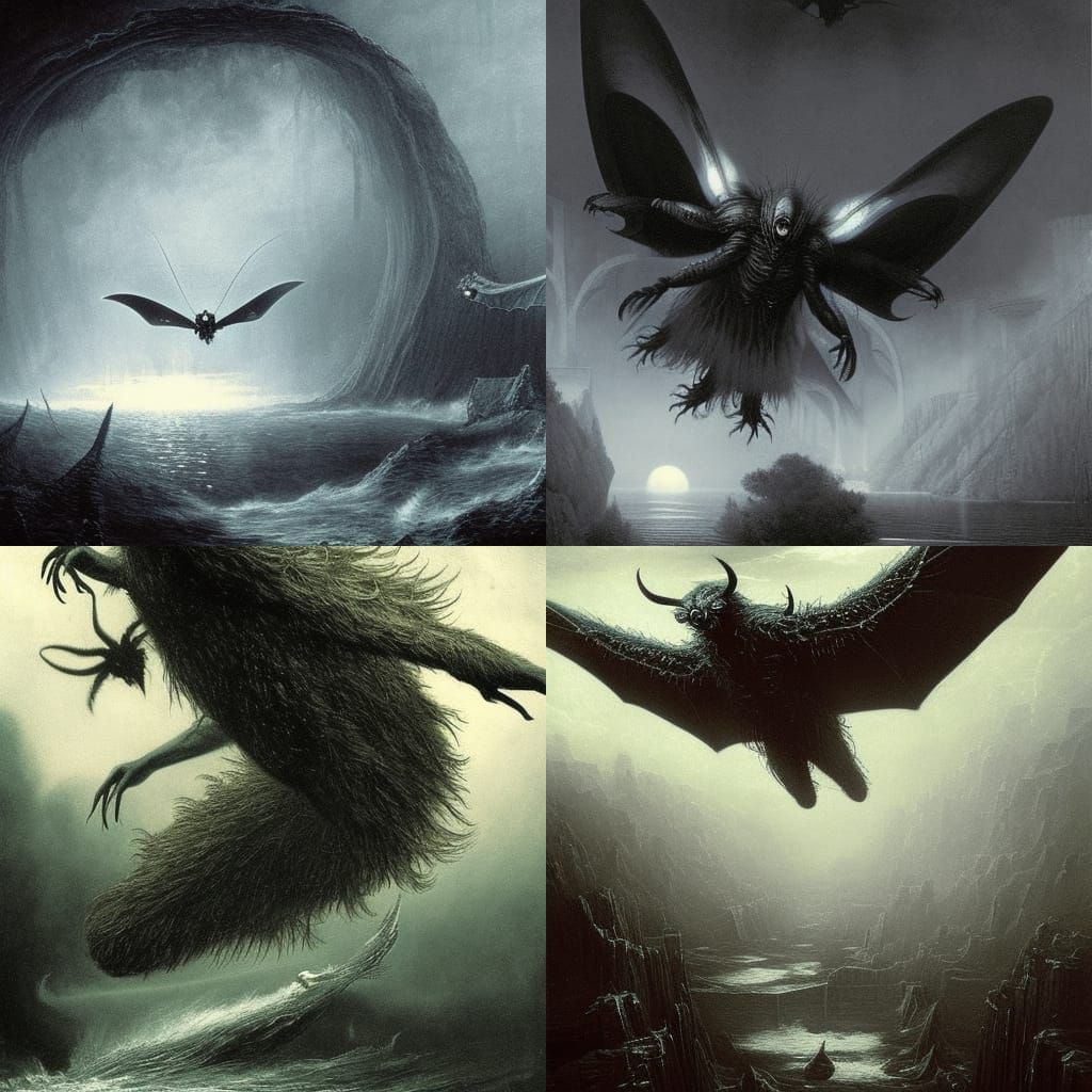 Mothman Steals Catalytic Converter in Gothic Horror Style