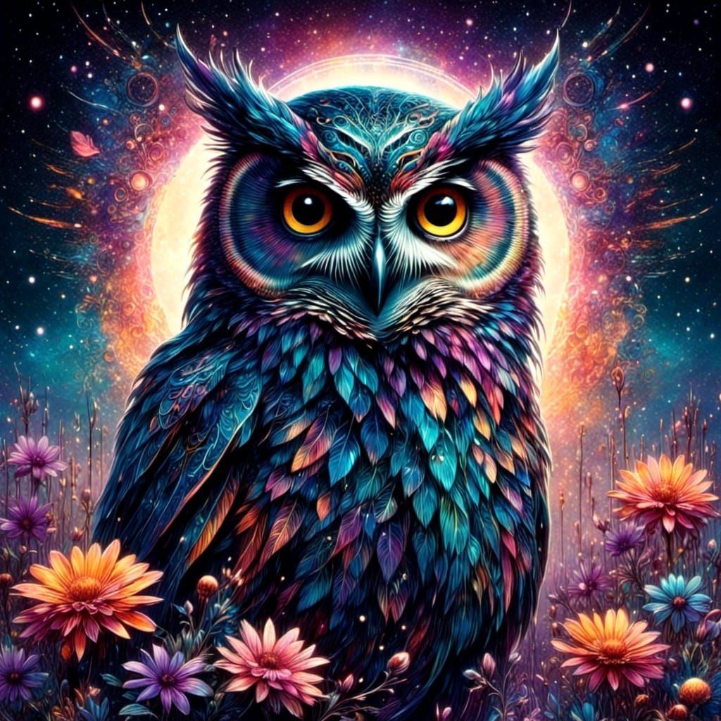 Mystical Owl Totem in Eerie Landscape