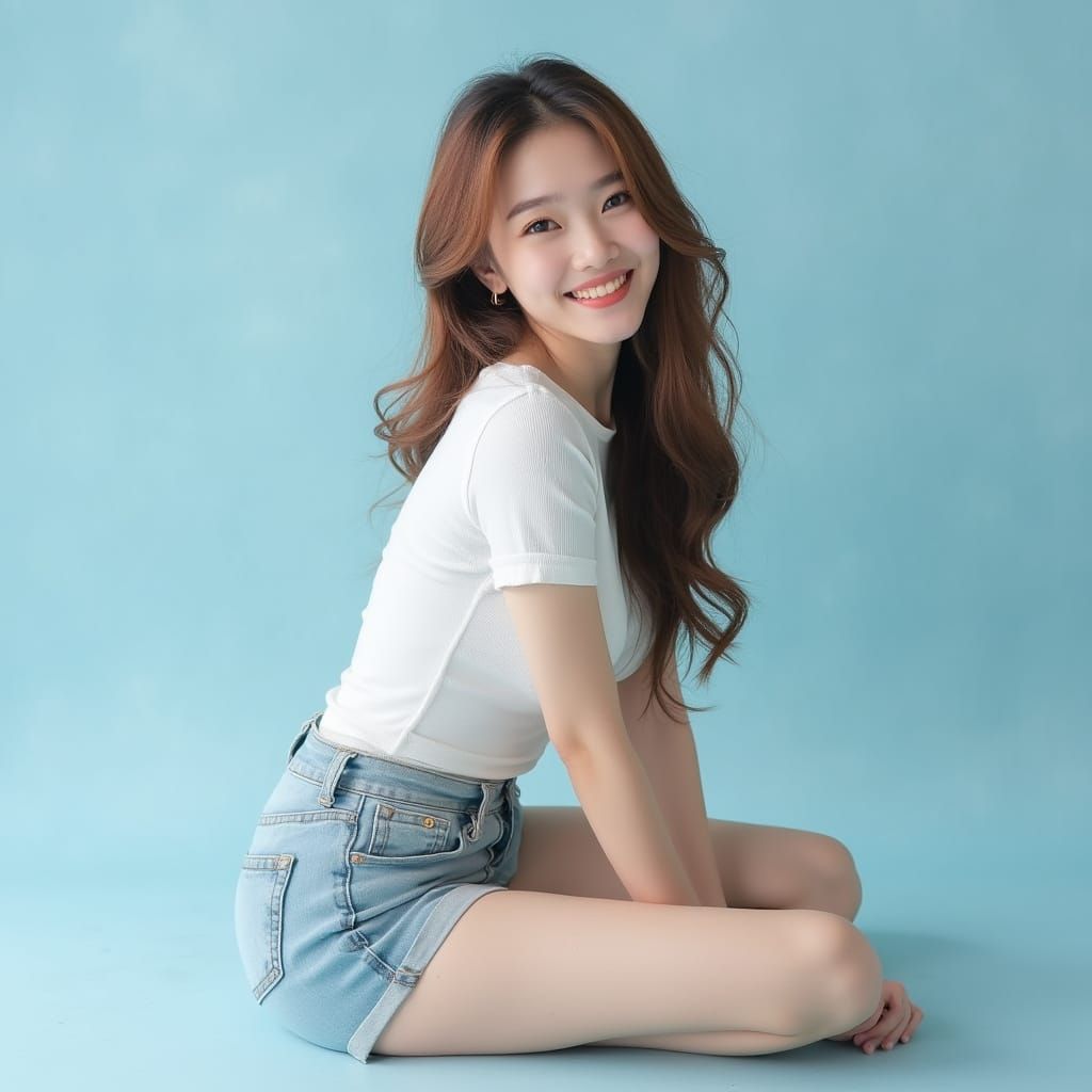 Realistic Korean Portrait of Young Woman