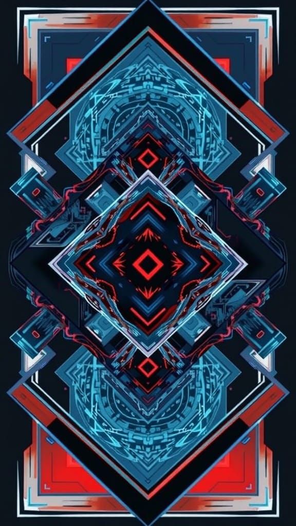 3D Cubist Maze in Vibrant Synthwave Colors