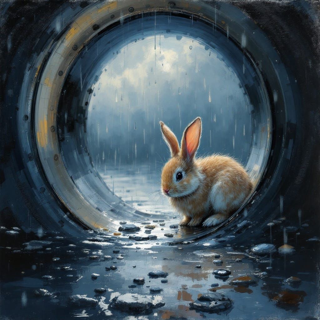 Furry Refuge in a Rainy Landscape