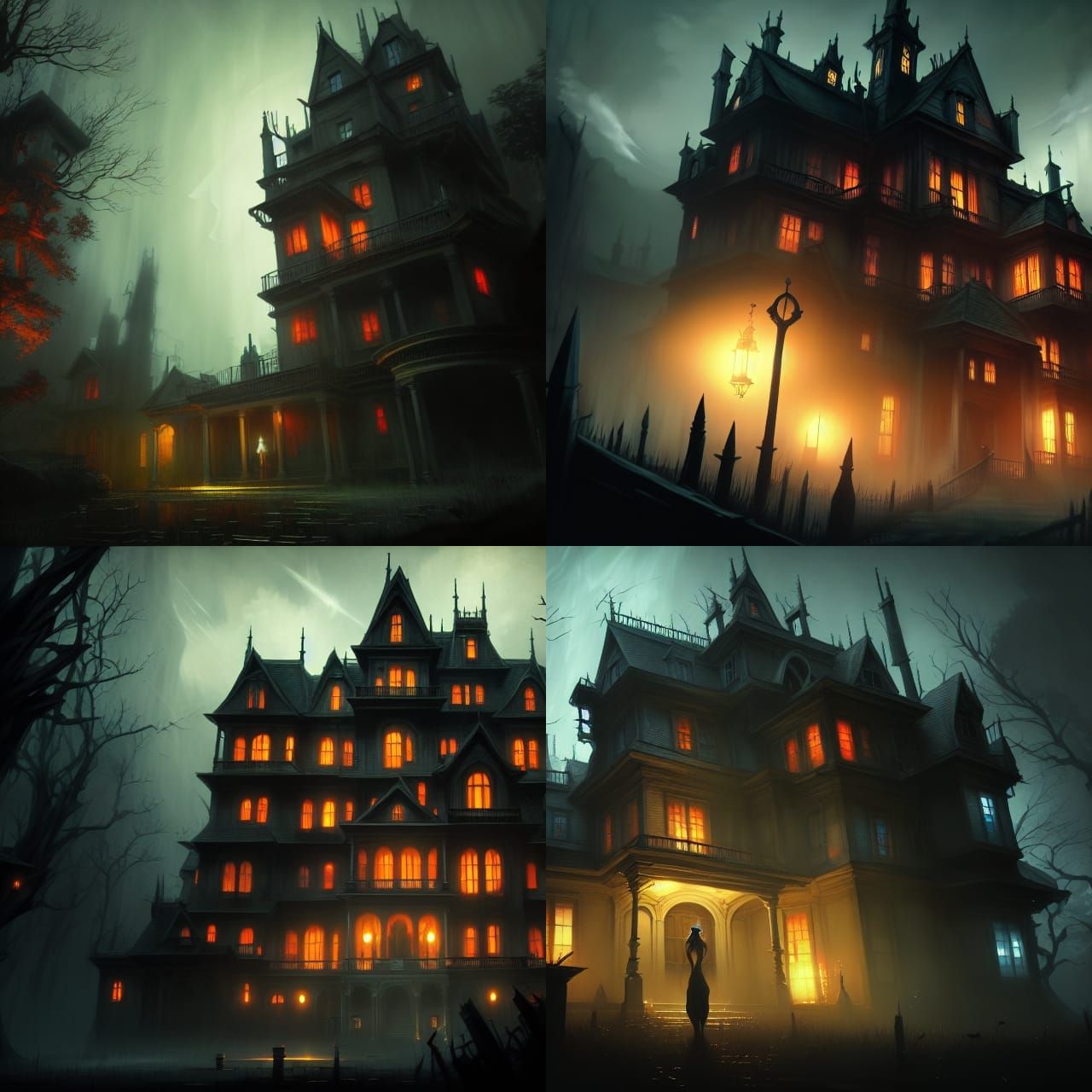 Anime Spooky's Jumpscare Mansion in Dark Fantasy Style