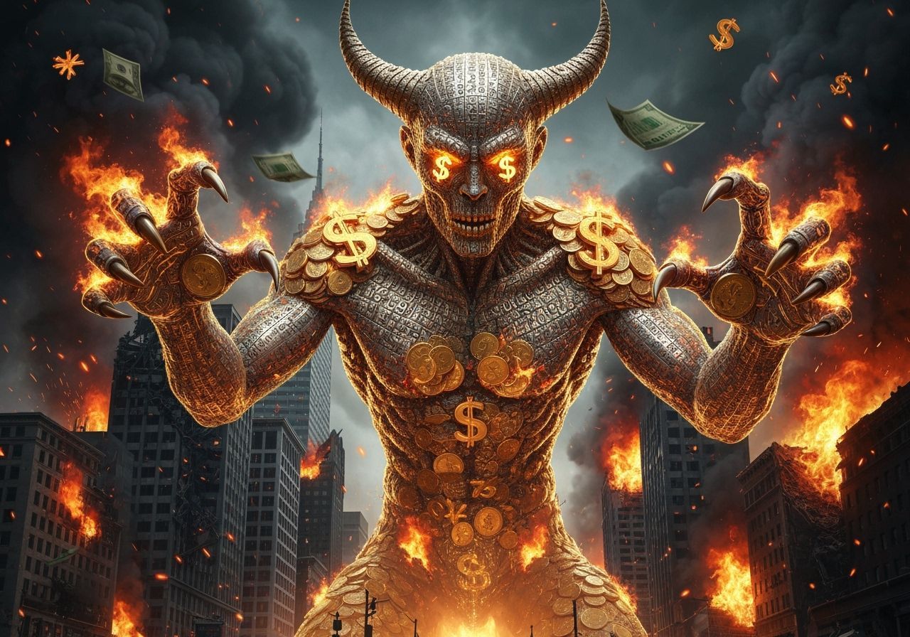 Molten Money Demon Over Burning Wall Street