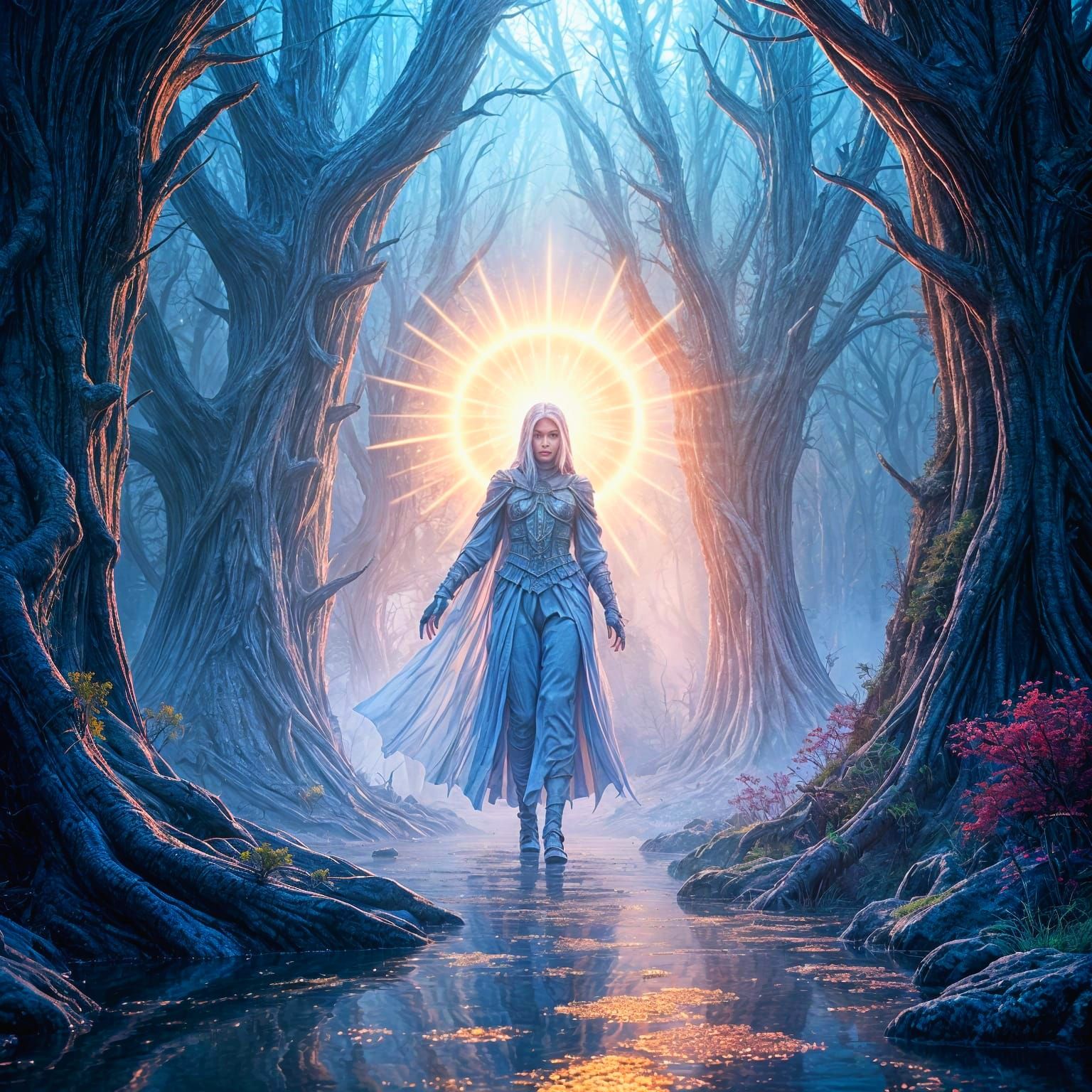 Awakened Soul: Detailed Matte Painting in Deep Color