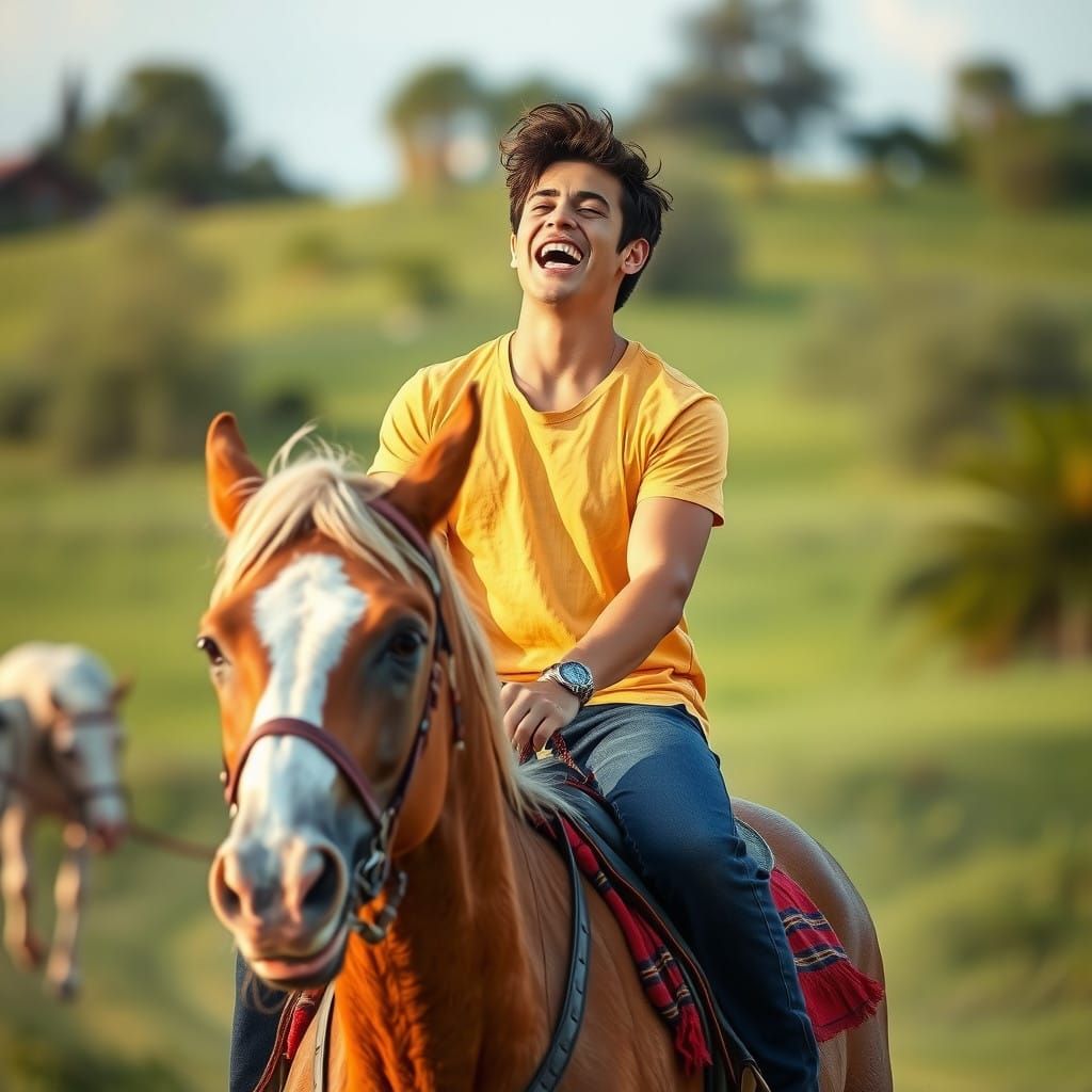 Gentleman Rides Horse with Unbridled Joy