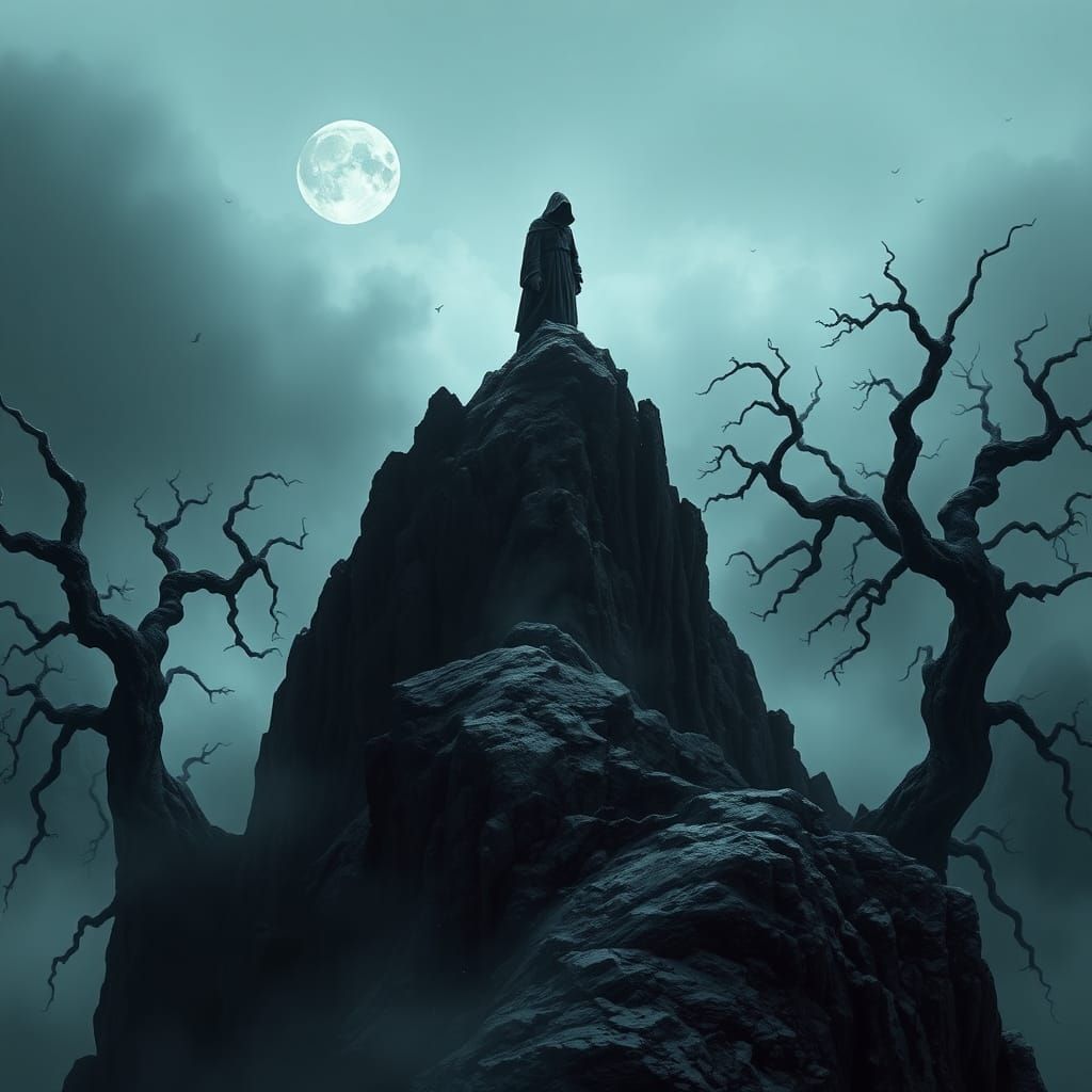 Eerie Shade Haunter in Dystopian Landscape