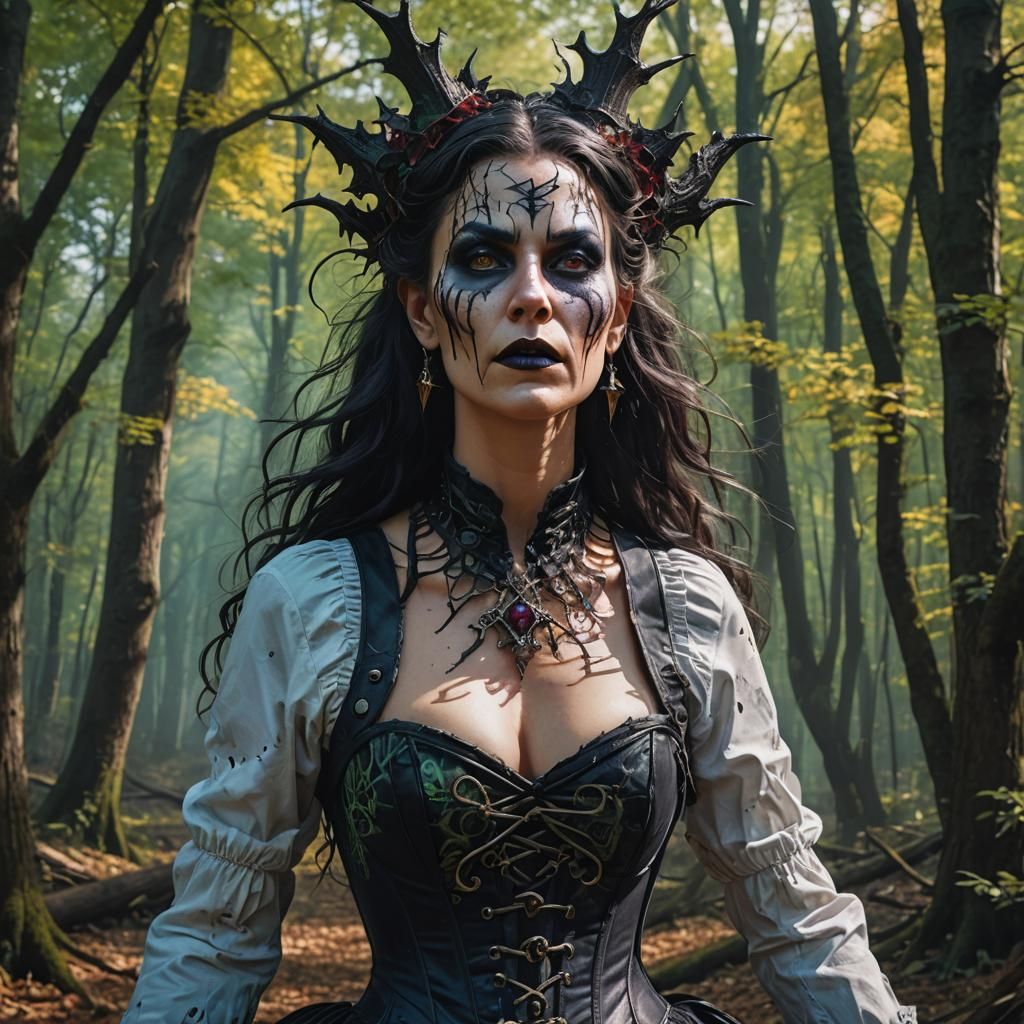 Detailed Image of an Evil Witch in Corset