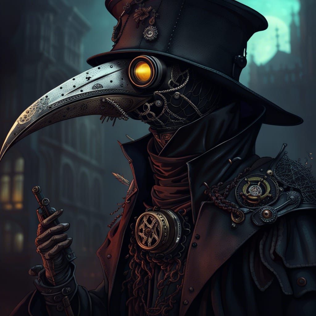Gothic Plague Doctor in Dystopian Victorian Era
