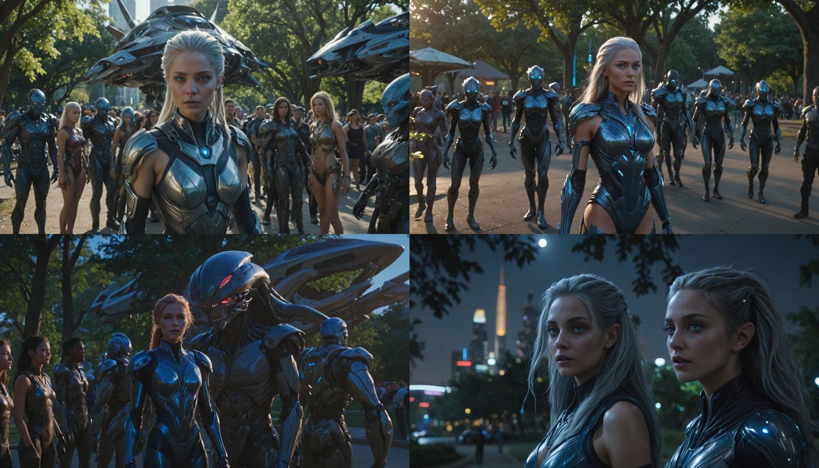 Alien Princess Zyra Observes Humans in Urban Park