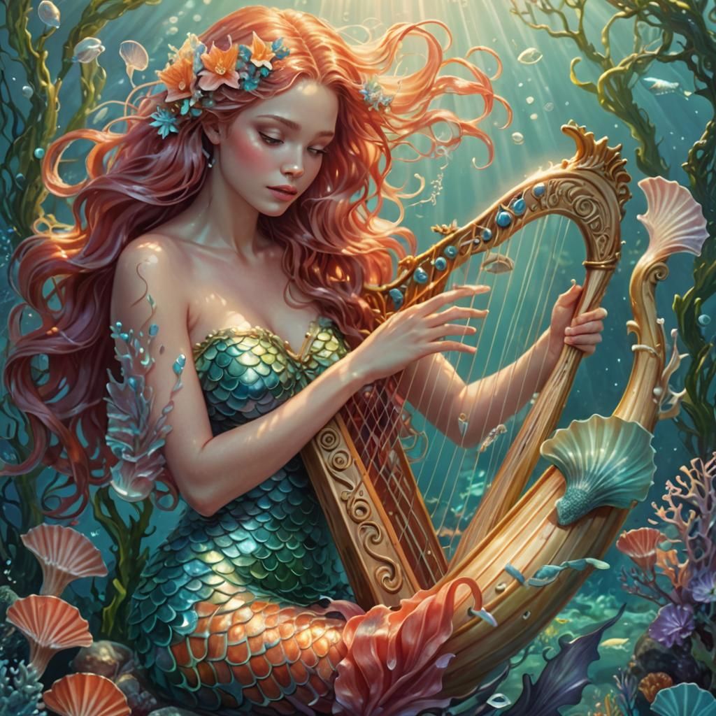 Mermaid's Harp in Bioluminescent Coral Forest