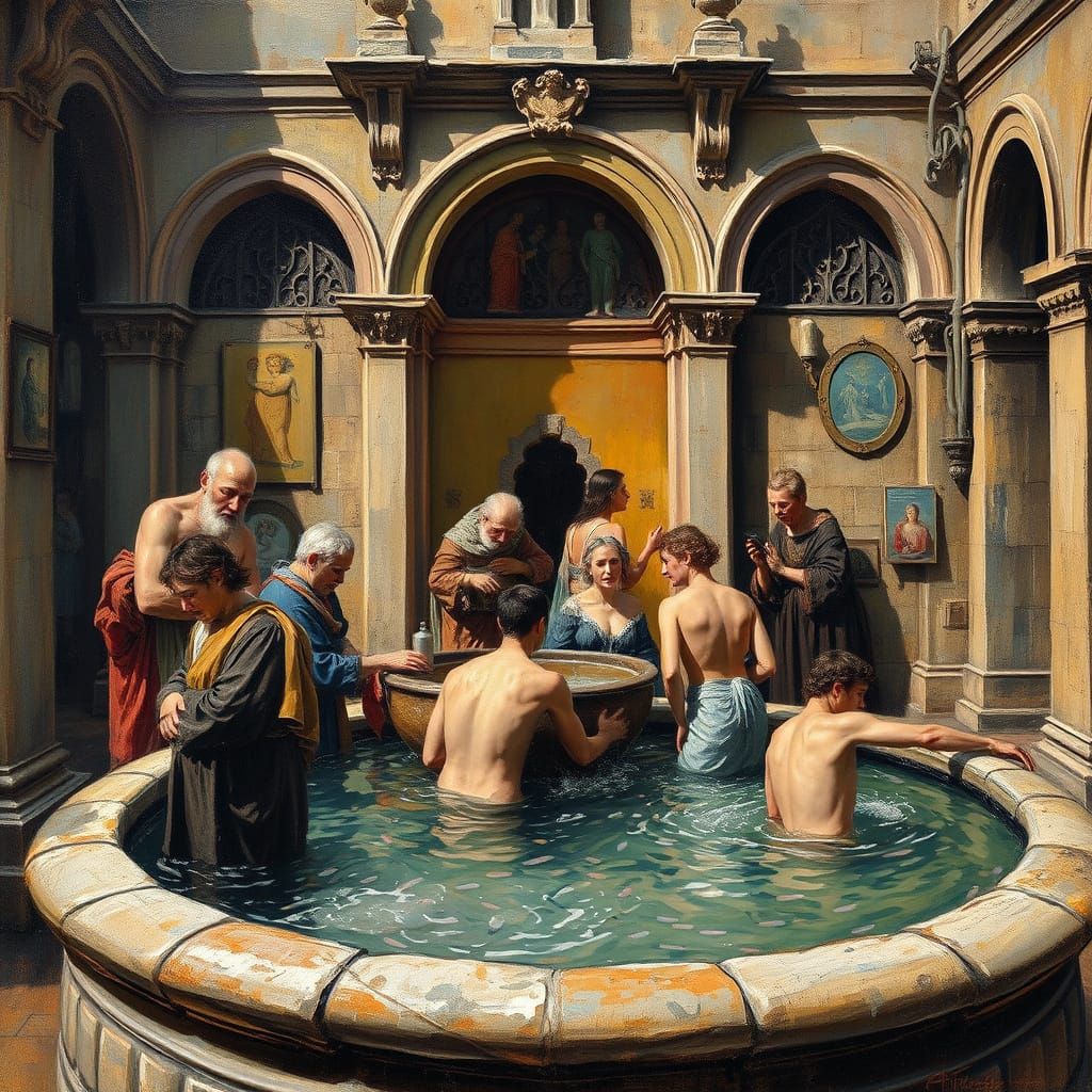 Medieval Fountain of Youth in Bosch Style