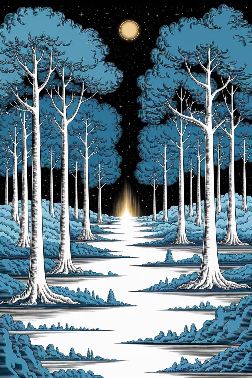 Foggy White Space Forest