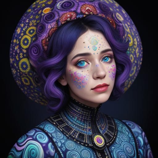 Cosmic Portrait in Mixed Media Style