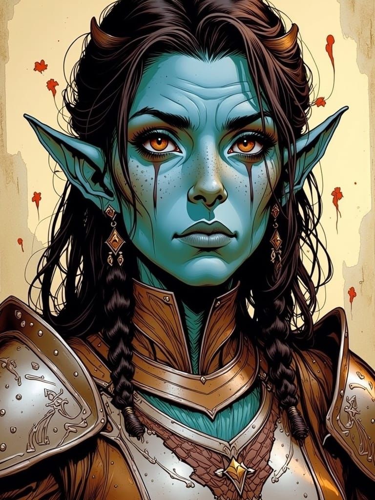 <lora:Sectator Gith:1.0> by Martin Ansin & Moebius & Esteban Maroto & Greg Tocchini :: elf paladin :: fully clothed, arm...