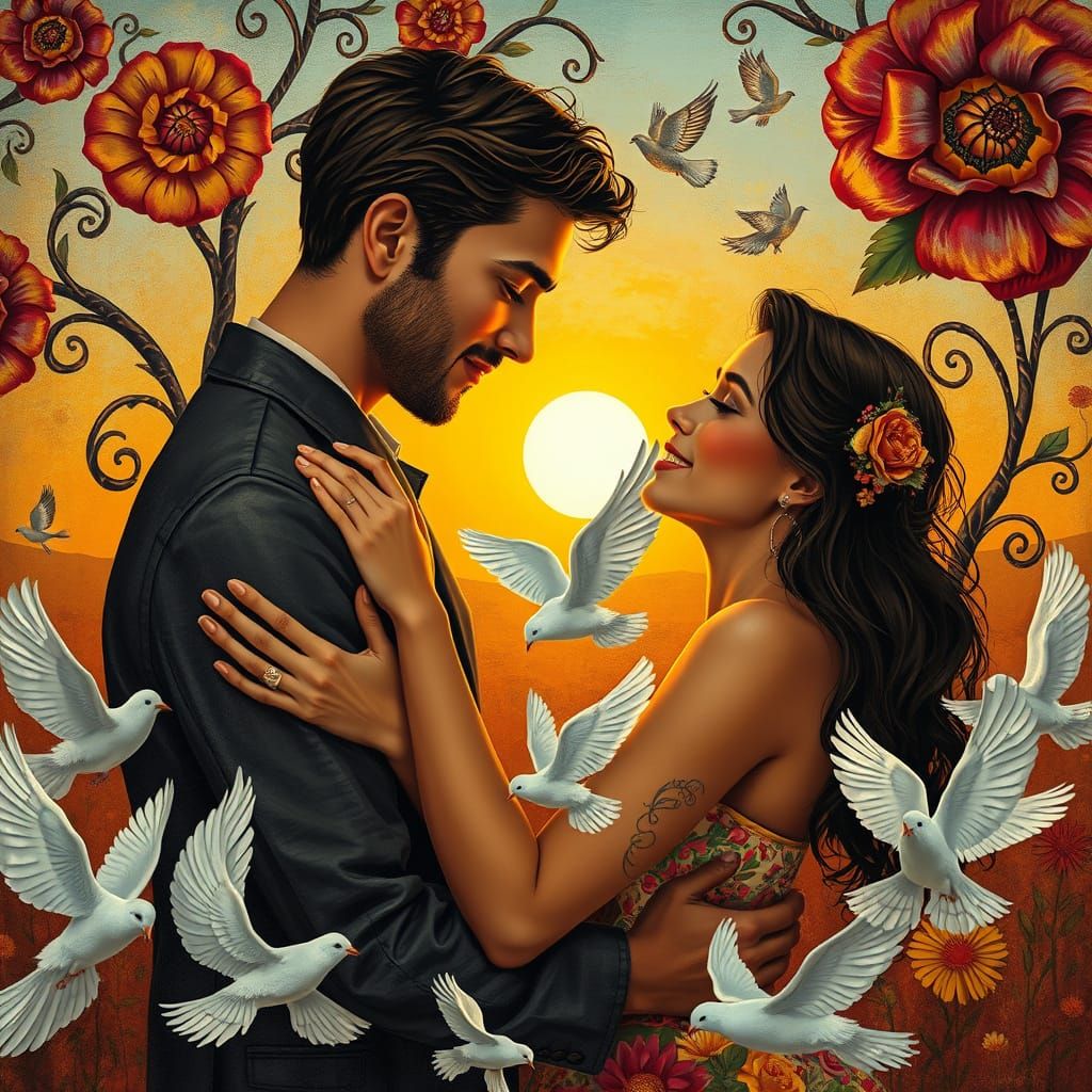 Dreamy Surrealist Couple in Love