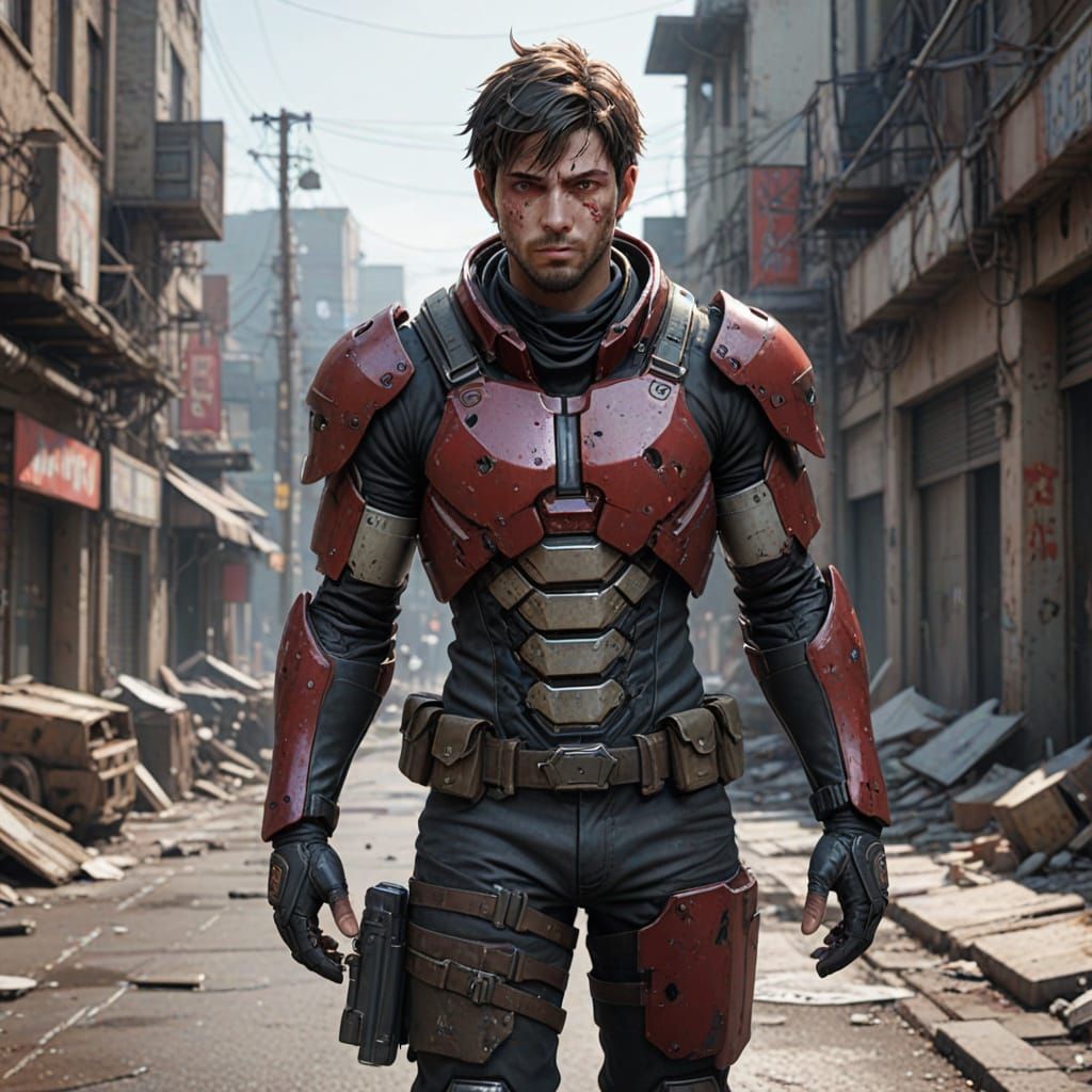 Anime Survivor in Desolate City: 3D Concept Art