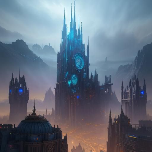 Scales Policeman in High-Tech Fantasy City