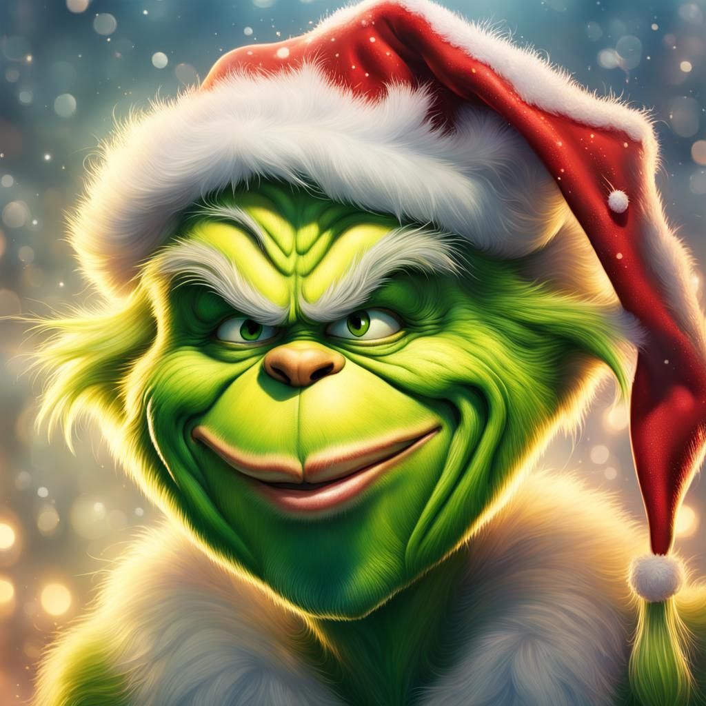 Happy Grinch Christmas: Hyperrealistic Splash Art