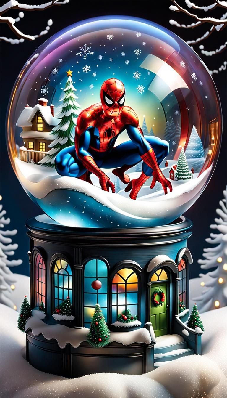 Christmas Glass Sphere with Spider-Man