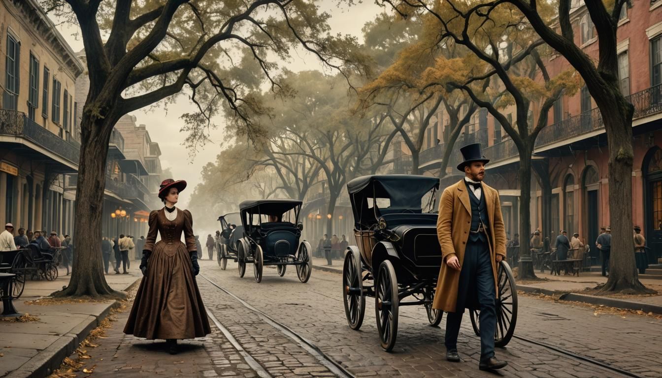 Vintage New Orleans Street Scene, 1890s Photo