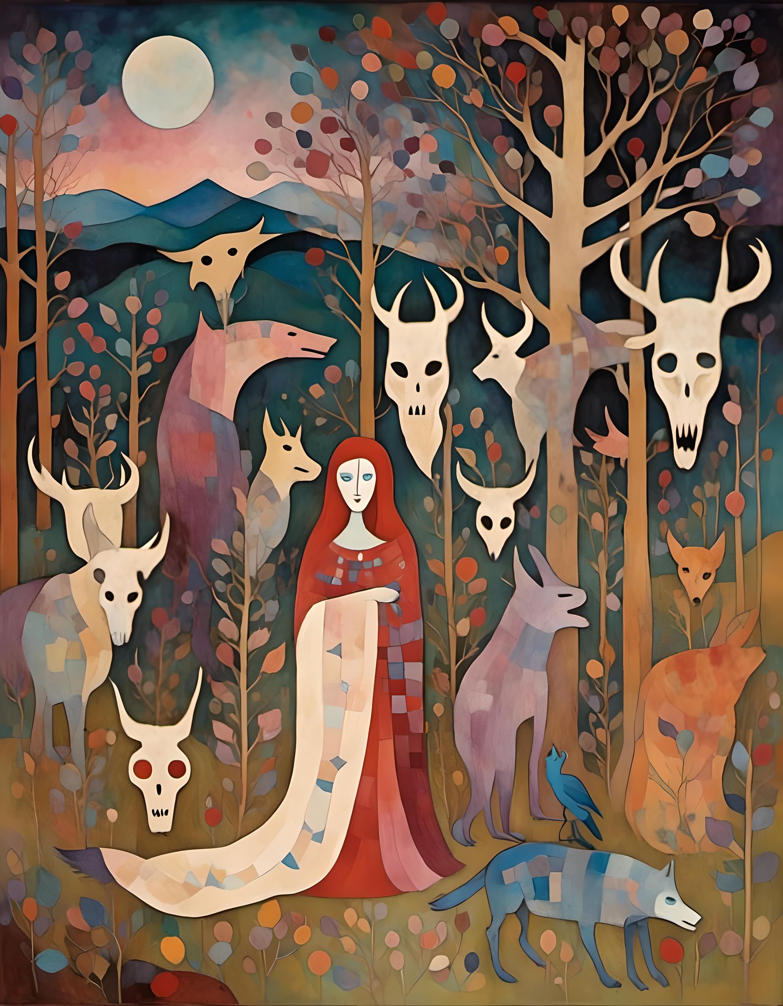 Pagan Ceremony with Wolf Skull Masks