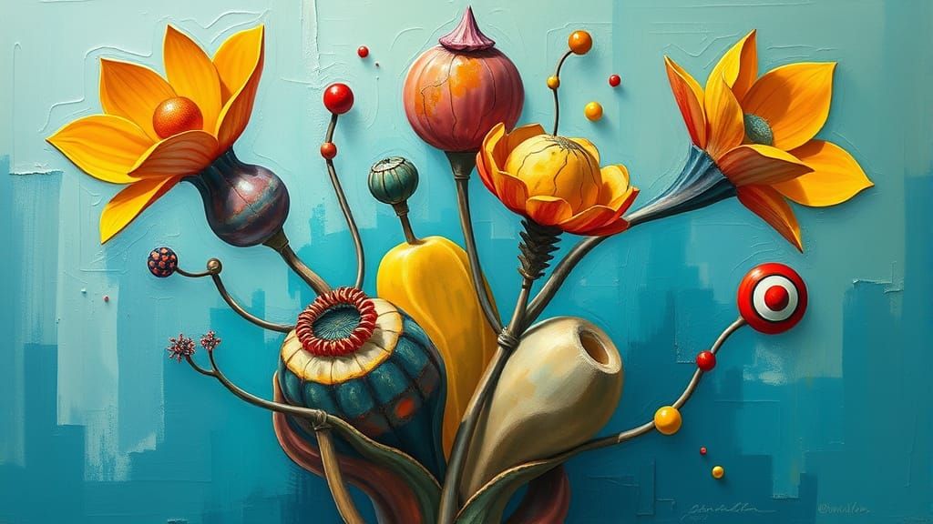 Vibrant, Textured Floral Artwork
