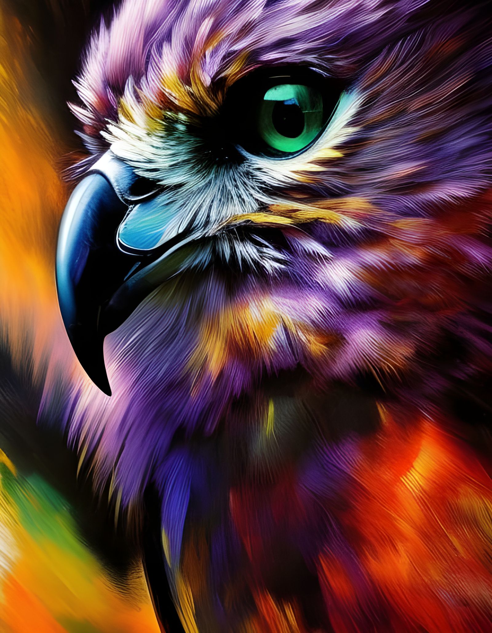 Cyberpunk Owl in Impasto Style