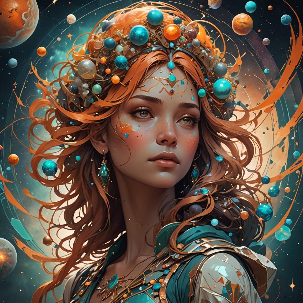 Stars and Planets Inside a Woman's Head