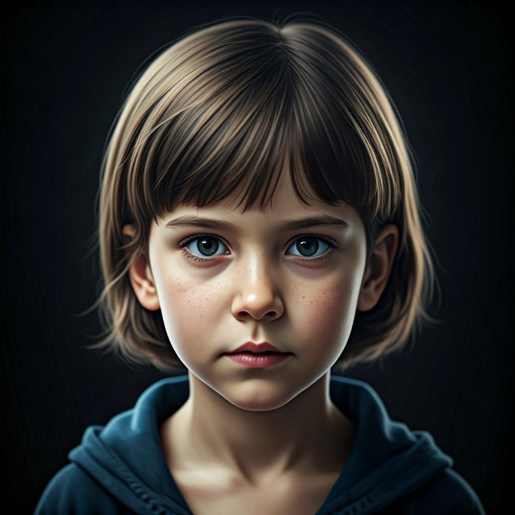 Young Hasidic Boy with Messy Hair Enjoying Breakfast