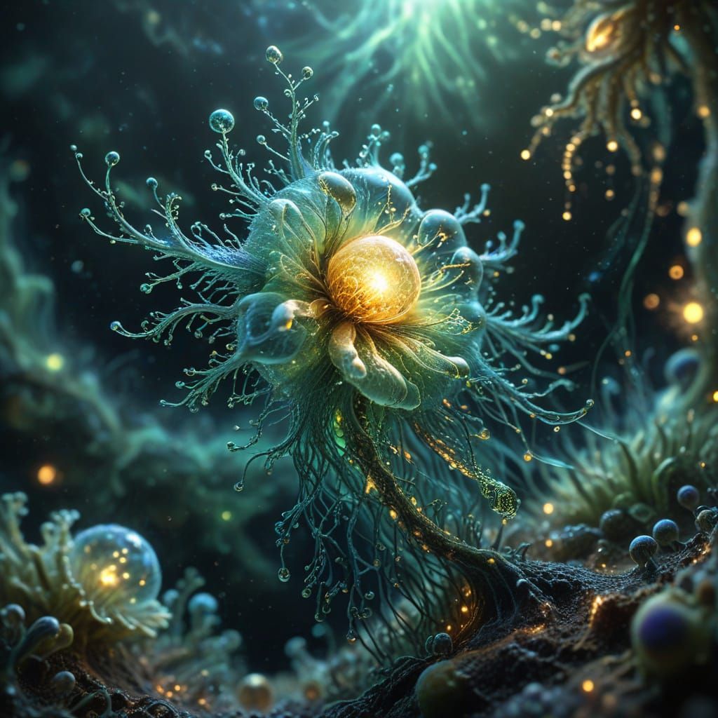 Glowing Cell Divides in Mystical, Iridescent Haze