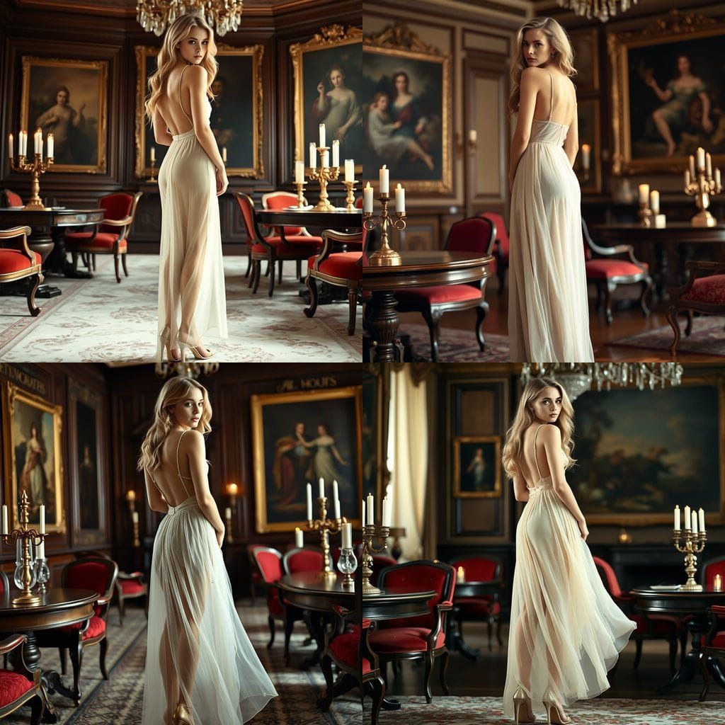 Elegant Woman in Opulent Antique Room