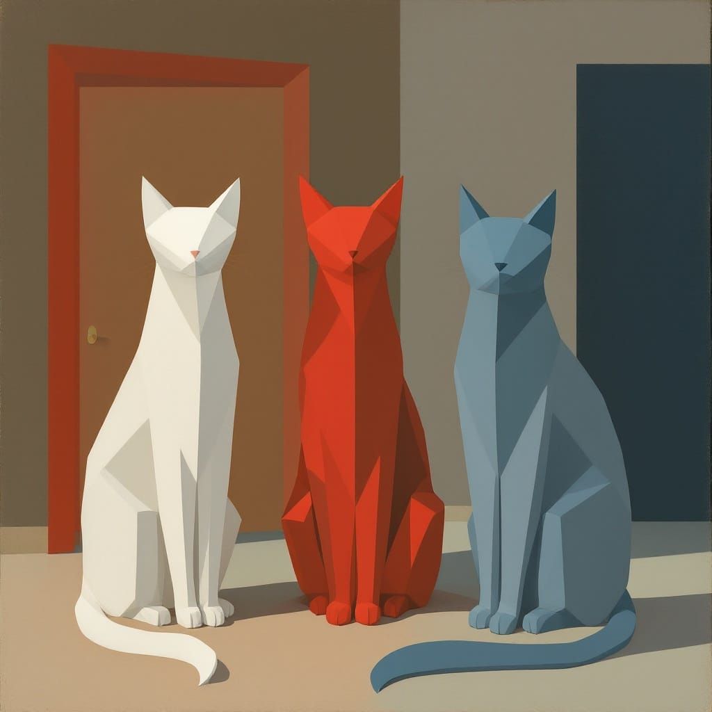 Muted Feline Forms in Contemplative Spaces