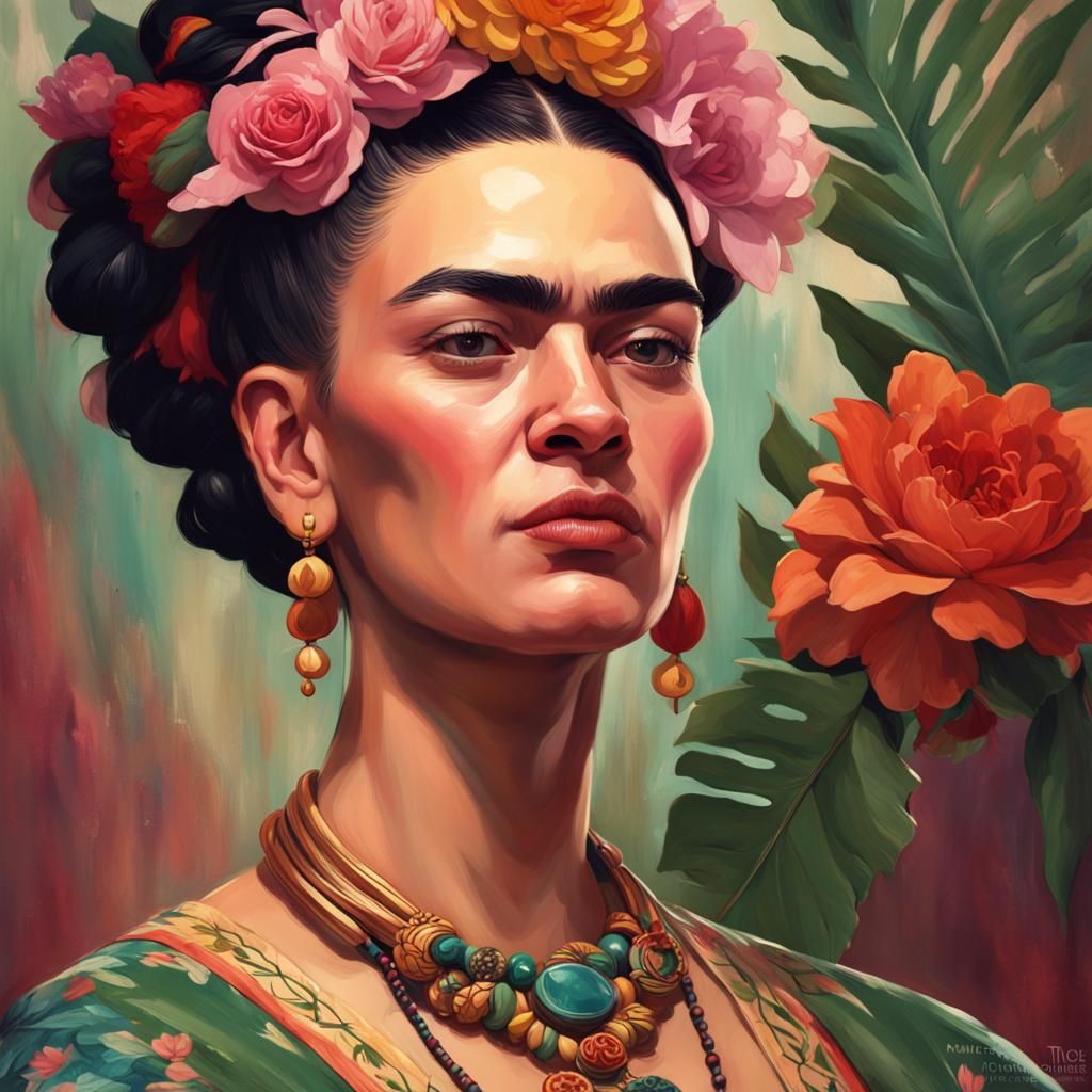 Frida Kahlo Portrait in Art Nouveau Style