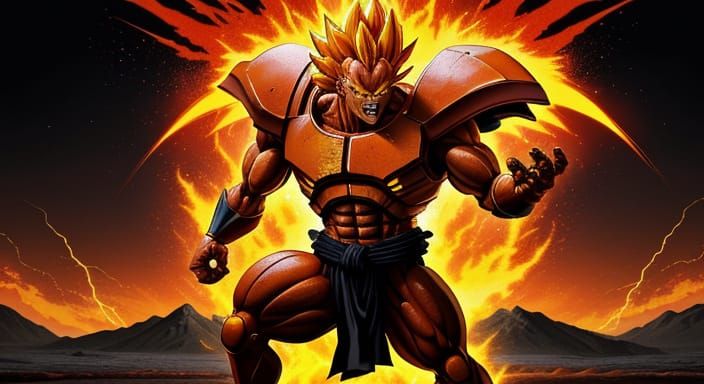 Dragon Ball Z Lizard Warrior with Fiery Aura