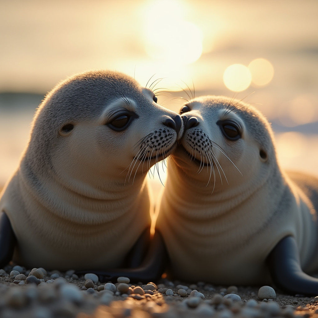 Seals in Golden Light: Intimate Beach Portrait
