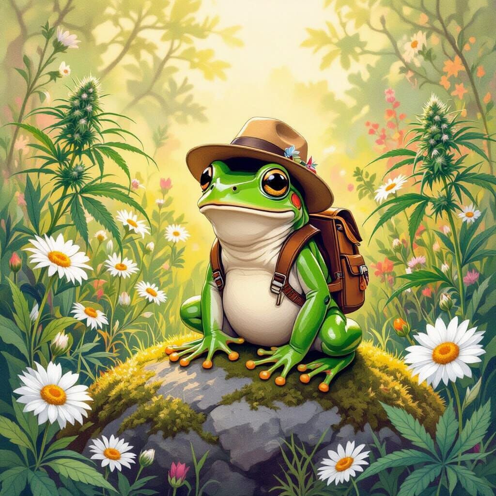 Frog in Meadow: Beatrix Potter meets Lisa Frank