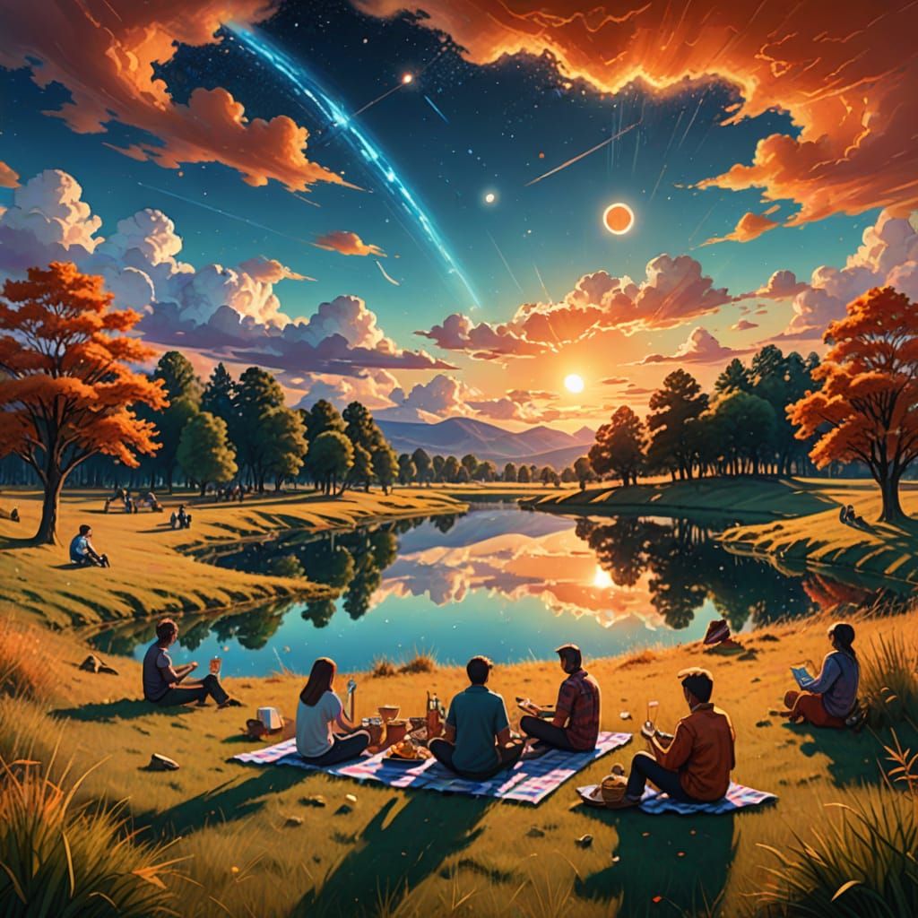 Lakeside Picnic: Astral Illustration by Amaringo
