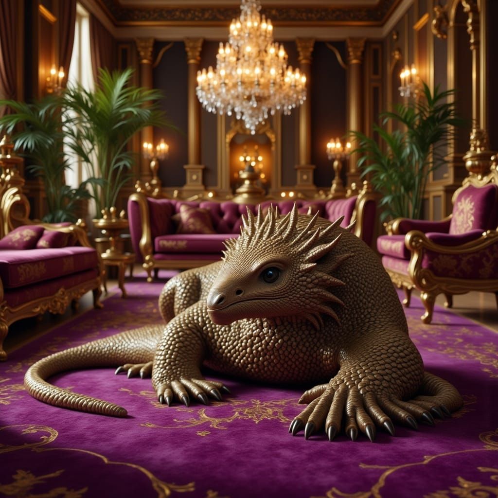 Pangolin in Opulent Mansion, Concept Art Style