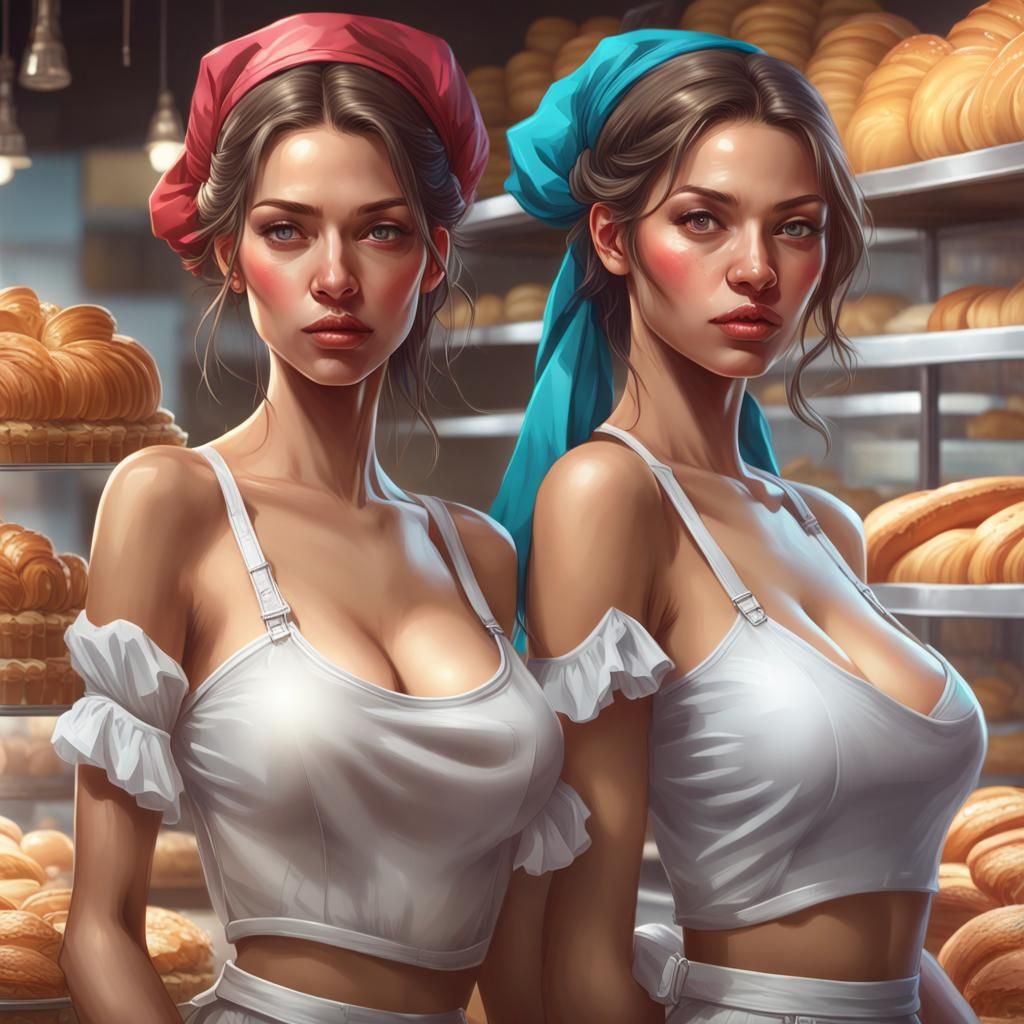 Colombian Women in Bakery: Hyperdetailed Digital Art