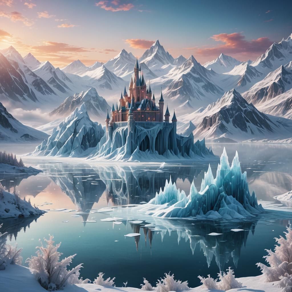 Majestic Ice Palace in a Winter Wonderland