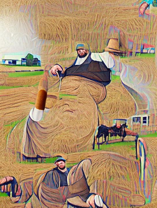 Big Man Smoking Doink in Amish Setting